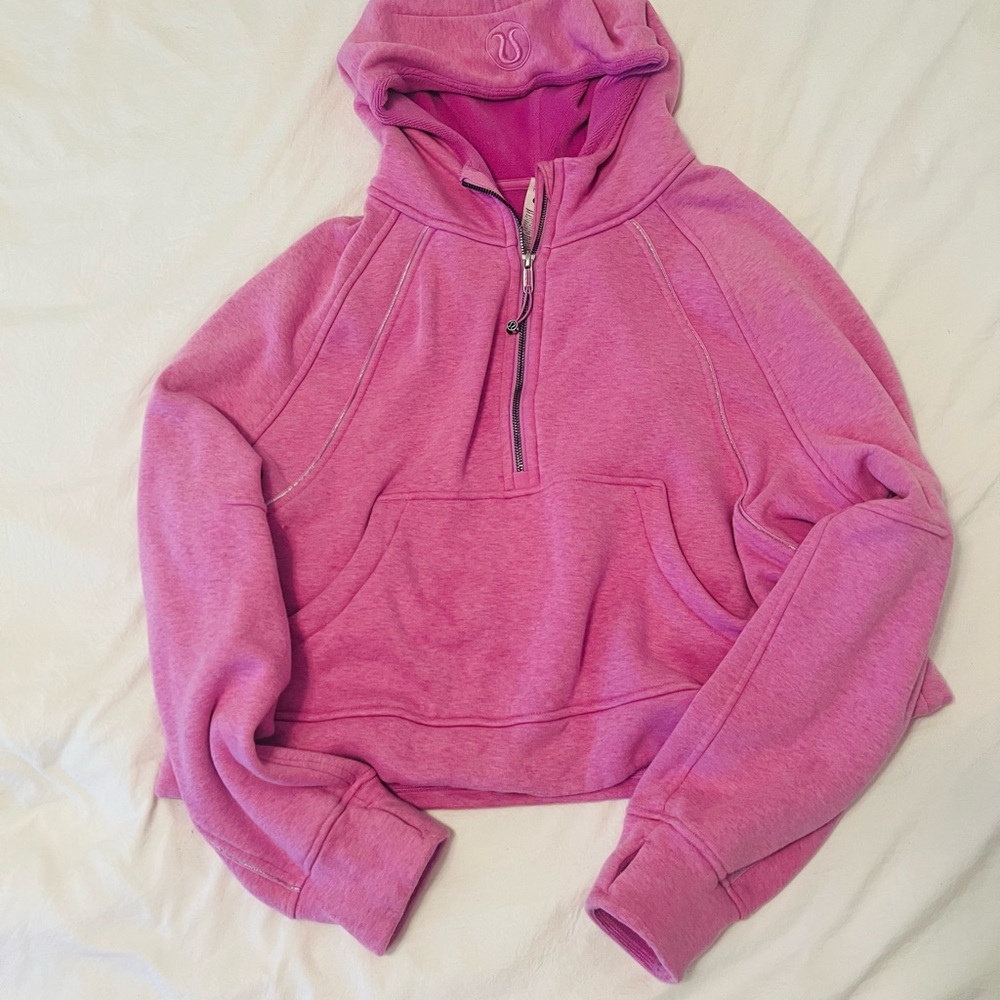 Lululemon Athletica Pink Cropped Long Sleeve Hoodie